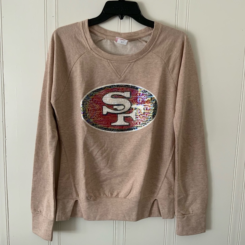 NFL San Francisco 49ers Kids Tan Sequin Logo Sweatshirt